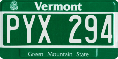 VT license plate PYX294