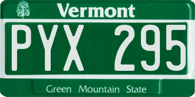 VT license plate PYX295