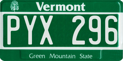 VT license plate PYX296