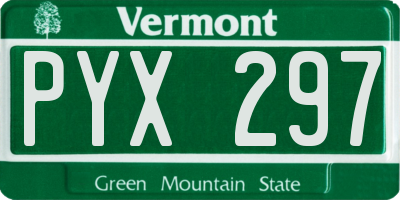 VT license plate PYX297