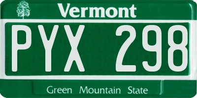 VT license plate PYX298