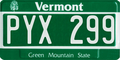 VT license plate PYX299