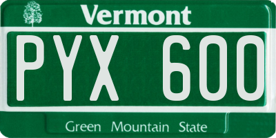 VT license plate PYX600