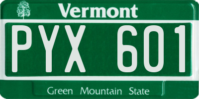 VT license plate PYX601