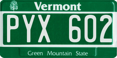 VT license plate PYX602