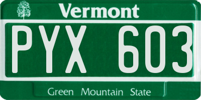 VT license plate PYX603