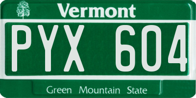 VT license plate PYX604