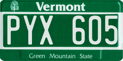VT license plate PYX605