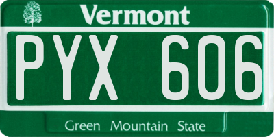 VT license plate PYX606