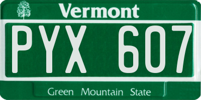 VT license plate PYX607