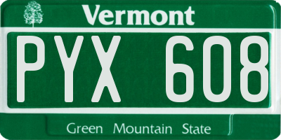 VT license plate PYX608