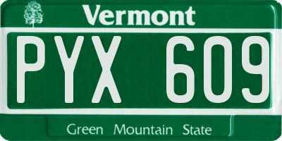 VT license plate PYX609