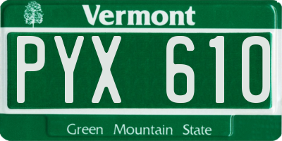 VT license plate PYX610