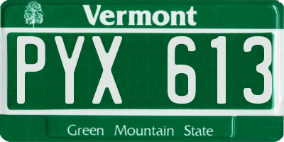 VT license plate PYX613