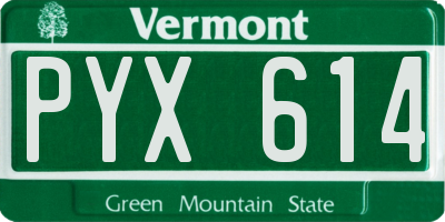 VT license plate PYX614