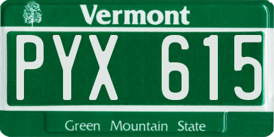 VT license plate PYX615
