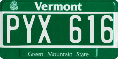 VT license plate PYX616