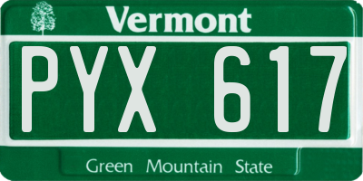 VT license plate PYX617