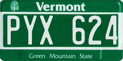 VT license plate PYX624