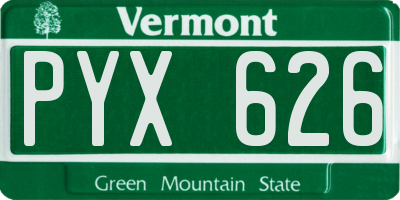 VT license plate PYX626
