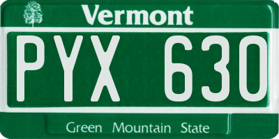 VT license plate PYX630