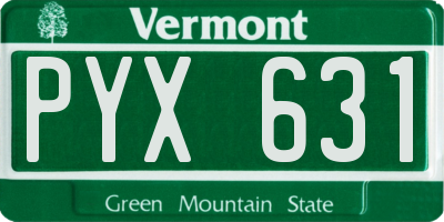 VT license plate PYX631