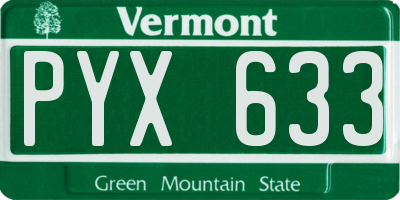 VT license plate PYX633