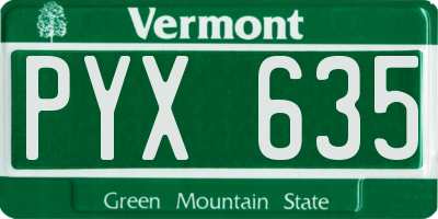 VT license plate PYX635