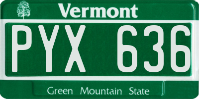 VT license plate PYX636