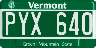 VT license plate PYX640