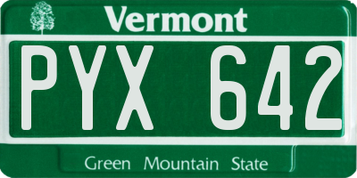 VT license plate PYX642