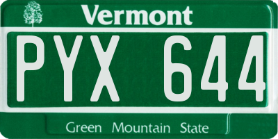 VT license plate PYX644