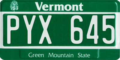 VT license plate PYX645