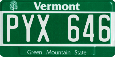 VT license plate PYX646