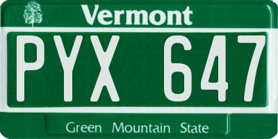 VT license plate PYX647