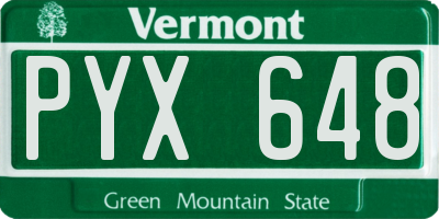 VT license plate PYX648