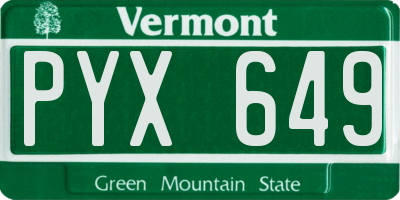 VT license plate PYX649