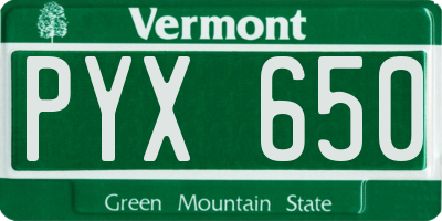 VT license plate PYX650