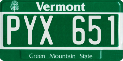 VT license plate PYX651
