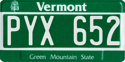 VT license plate PYX652