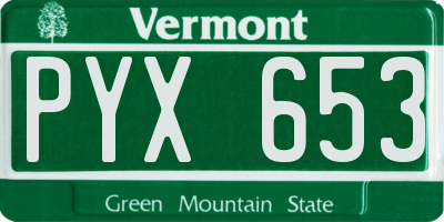 VT license plate PYX653