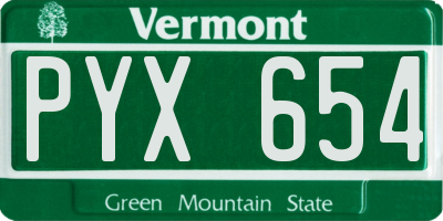 VT license plate PYX654