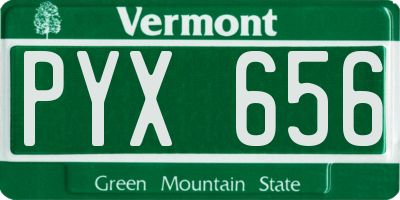 VT license plate PYX656