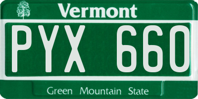VT license plate PYX660