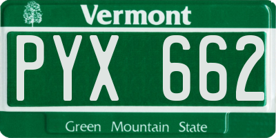 VT license plate PYX662