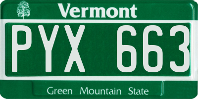 VT license plate PYX663