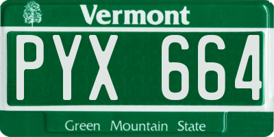 VT license plate PYX664