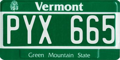 VT license plate PYX665