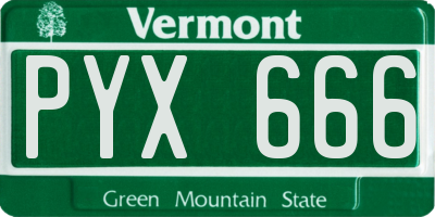 VT license plate PYX666
