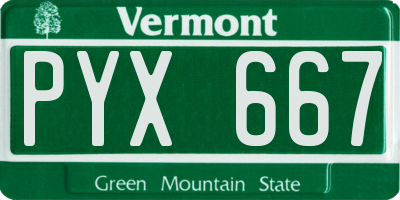 VT license plate PYX667